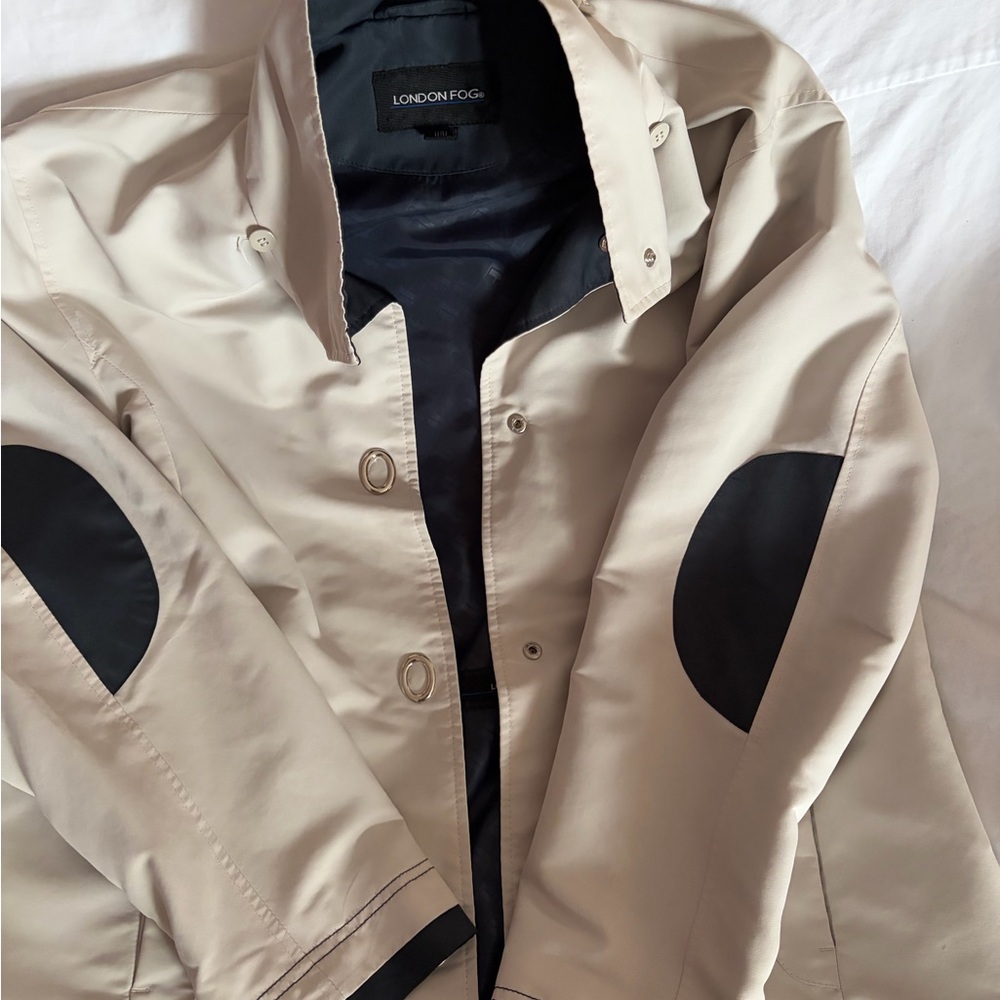 London Fog Beige Trench Coat with Dark Accents